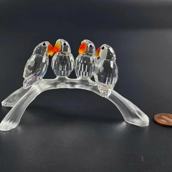 Vintage Swarovski “Feathered Beauties” Baby Lovebirds Figurine — No Box - Picture 6 of 11